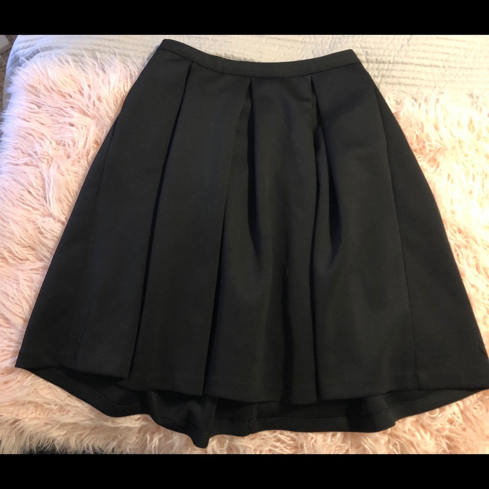 Black flare midi skirt